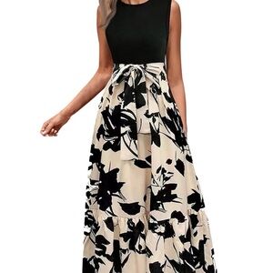 NWT Harper & Lane 
Elegant Black and Cream Floral Sleeveless Dress
Size - L